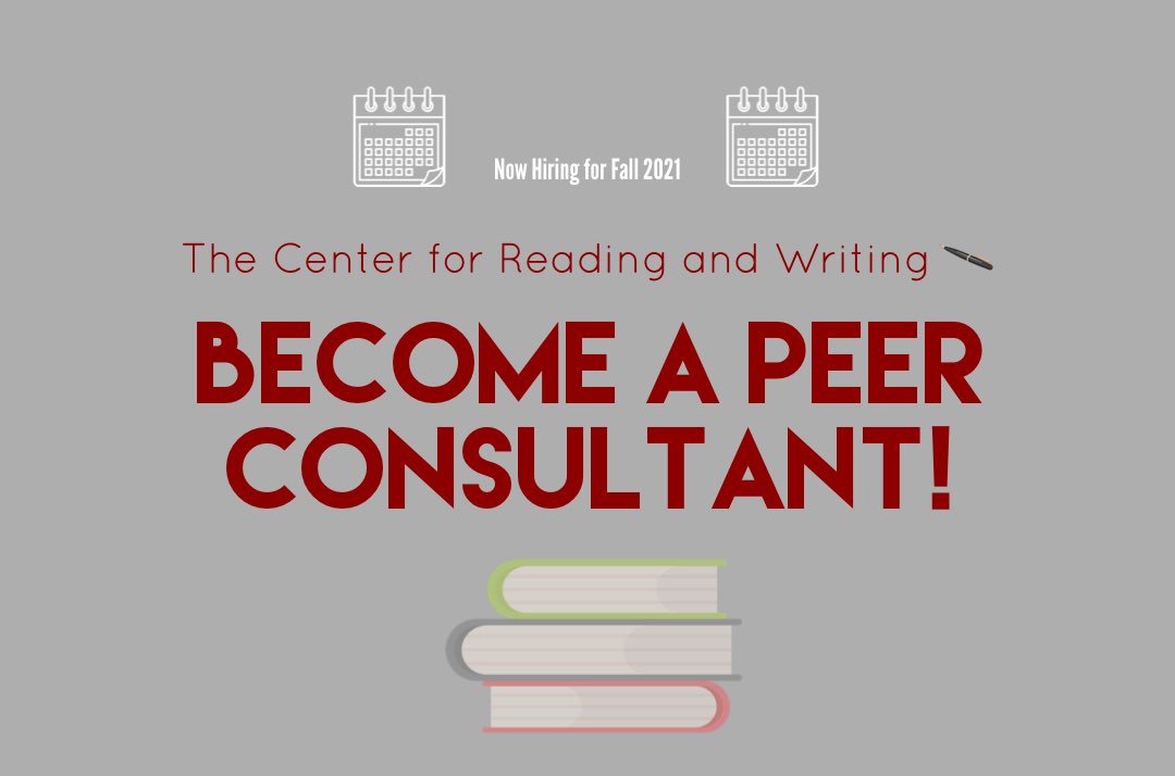 rcnjwriting's tweet photo. Interested in working for the Center? Now hiring for Fall 2021 🙌🏽

We welcome students of all fields - contribute your writing and leadership skills by helping your fellow peers!

Apply on Handshake or DM for more information ✍️ https://t.co/7tR6FJo3HA
