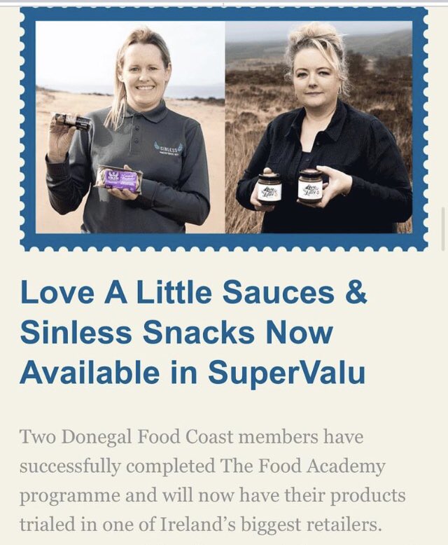 Congrats to 2 of our <a href="/IDPInishowenDev/">Inishowen Dev P'ship</a> supported Inishowen businesses, Caroline Doherty, <a href="/SinlessSnacks/">Sinless Snacks</a>, Buncrana  and Susan McLaughlin at Love a little Sauces, Ballyliffin, who just completed the prestigious Food Academy Programme run by <a href="/DonegalLEO/">LEO Donegal</a> <a href="/theILDN/">Irish Local Development Network</a> #peopleplaceprogress