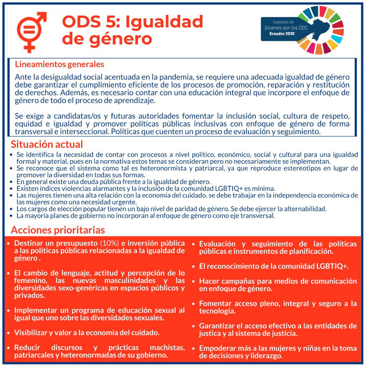ecuador2030's tweet photo. ¿Qué proponemos para promover la igualdad de género #ODS5 para el futuro presidente?

Ante la desigualdad social acentuada en la pandemia, se requiere una adecuada igualdad de género

#jovenesEcuador2030 #ODSEcuador #ODS #sdg #Elecciones2021 https://t.co/ZXmxL6teZU