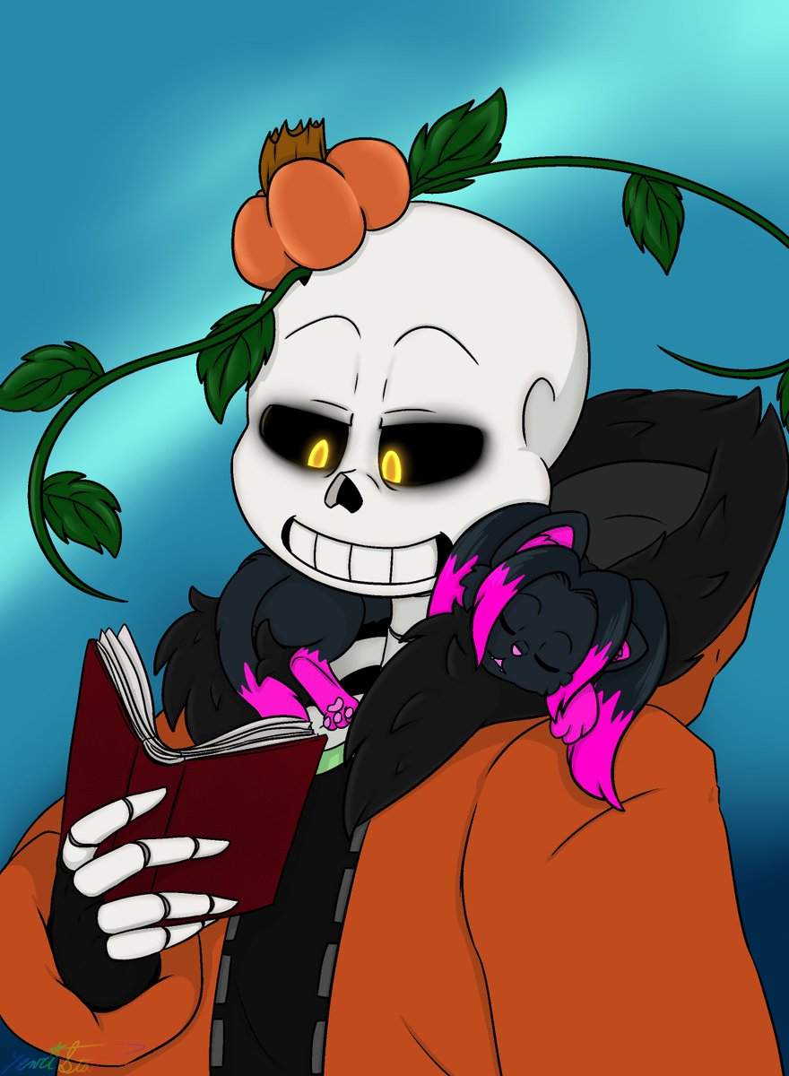 YenriStar's tweet photo. for @TheBlackCatRei  :3
#neko #cat #giftart #pumpkintale #pumpkinsans #sans #undertaleau https://t.co/t7i752ep8R