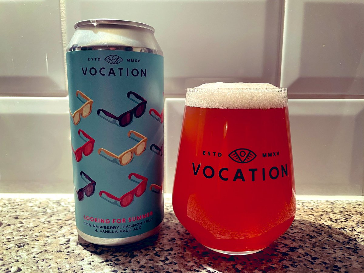 bpbartlett's tweet photo. Definitely gonna get more of these in for when the mercury rises! ☀️🍺
#lookingforsummer #raspberry #passionfruit #vanilla #paleale @vocationbrewery https://t.co/DmSiJ3JDs6