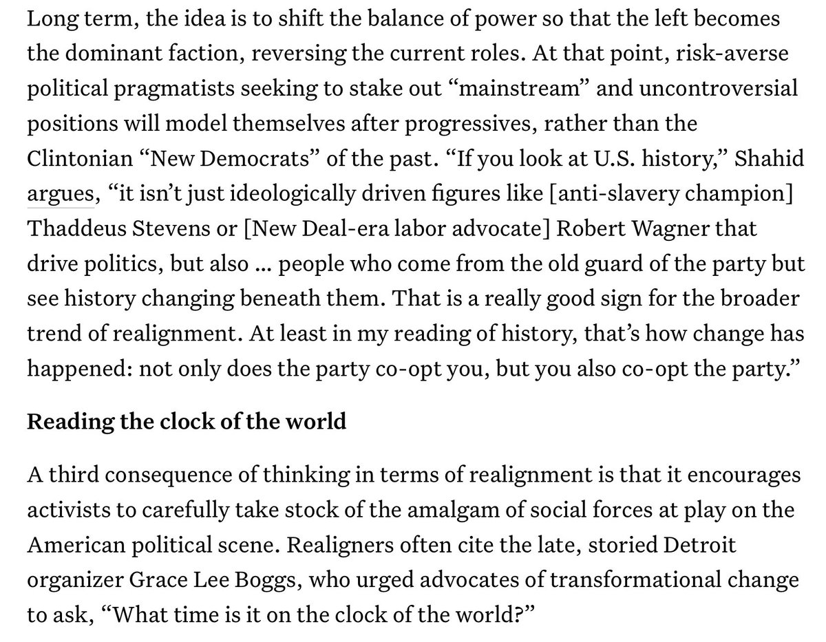 miri_iron's tweet image. #ReadingRec from a Neoliberal Bruncher:
@wagingnv piece on #PoliticalRealignment, #DemocraticSocialism &amp;amp; @TheDemocrats
wagingnonviolence.org/2021/03/realig…
Grain of🧂: authors praise JusticeDems &amp;amp; Sunrise Mvt &amp;amp; quote Shaheed🙄
Otherwise, it’s good? Hence, I bet it gets little @DSA engagement