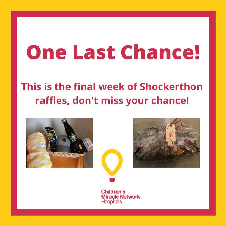 As the final week of Raffle’s wrap up, don’t miss your shot on being a lucky Shockerthon raffle winner! Link in bio to buy tickets!