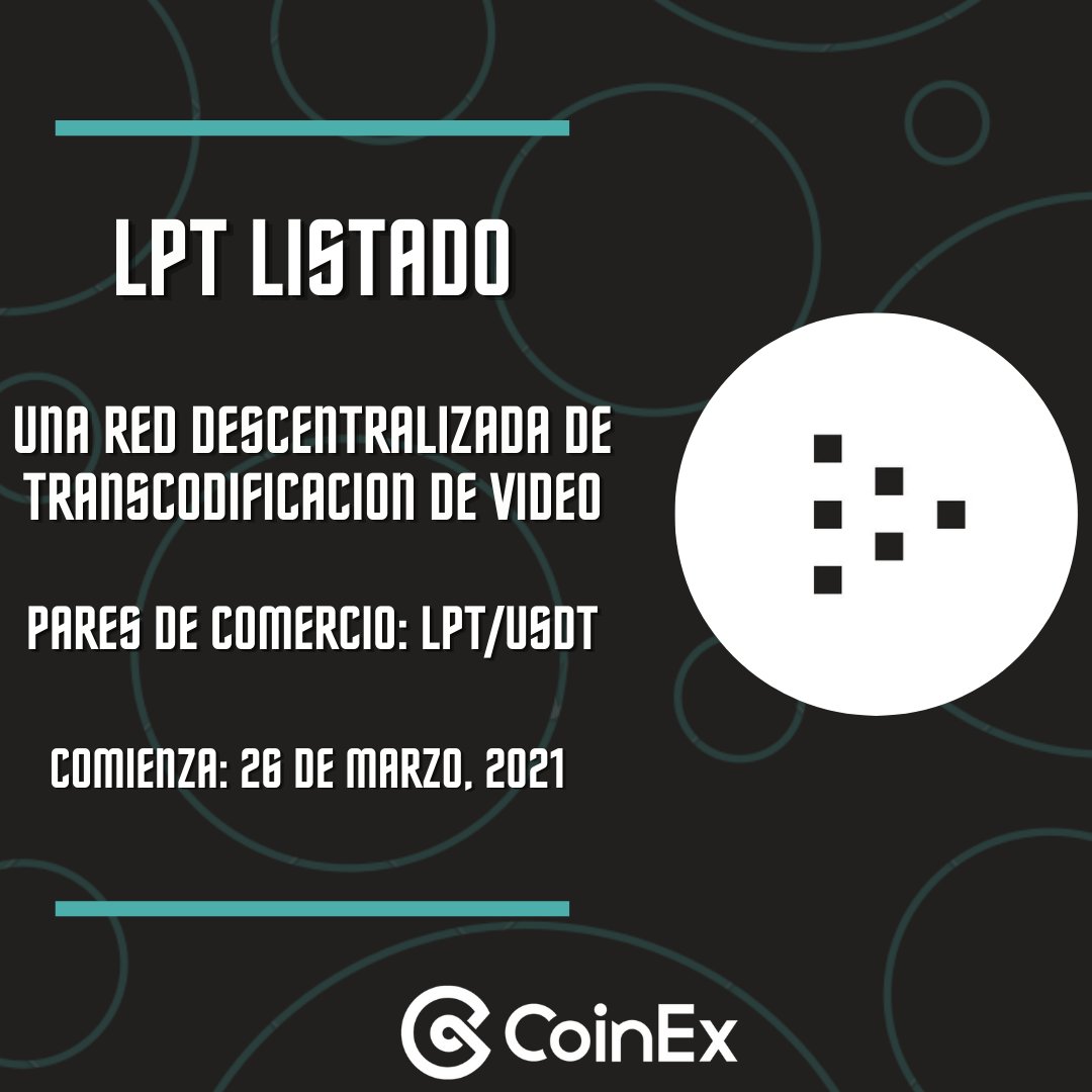 Listamos LPT 👊

Livepeer promete revolucionar la industria de transmisión de video  🖥️

Anuncio:
announcement.coinex.com/hc/es/articles…

Registrate en CoinEx:
coinex.com/register?refer…

#Coinexlistening <a href="/LivepeerOrg/">Livepeer</a> #Ethereum #streaming
