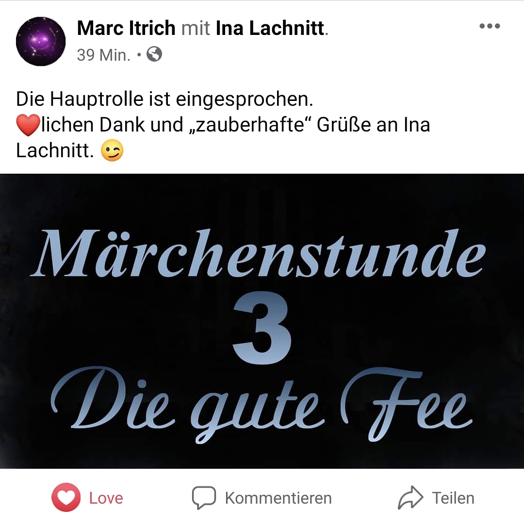 inalabru's tweet photo. Wer hätte nicht gern eine #guteFee? Bei der #Märchenstunde 3 durft ich sogar eine sein! Vielen Dank Marc Itrich - hab mich sehr gefreut, dass du mich für den Part ausgewählt hast. Es war mir ein Fest 😘 Freu mich schon auf das Endergebnis 🤩👏 

#hörspiel #VoiceActing #sprecherin https://t.co/J7Kvyhvj9c