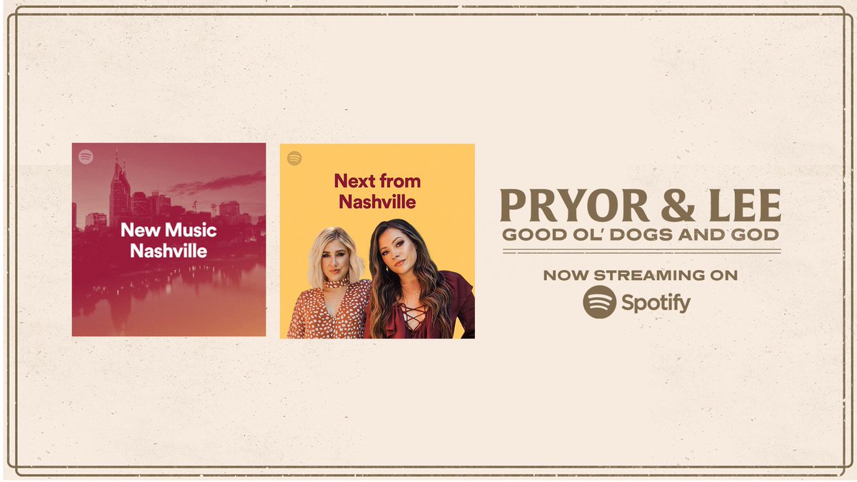 PryorAndLee's tweet photo. Thanks for the love @spotify! Y’all listen to #GoodOlDogsAndGod on the New Music Nashville & Next From Nashville playlists! https://t.co/JZPvMGNkfv https://t.co/jpwfVmq8Sr