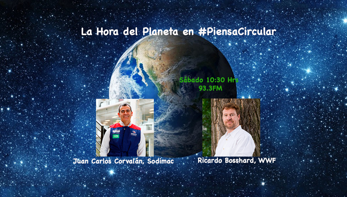 Mañana a las 20:30 hrs. es #LaHoradelPlaneta”. Pero a las 10:30 hrs. comienza un nuevo capítulo del programa radial Piensa Circular en <a href="/Cooperativa/">Cooperativa</a> donde estará Juan Carlos Corvalan, de <a href="/homecenter_cl/">Sodimac Homecenter</a> y <a href="/RicardoBosshard/">Ricardo Bosshard</a> de <a href="/wwfchile/">WWF Chile</a> invitados
#EconomiaCircular #Sustentabilidad