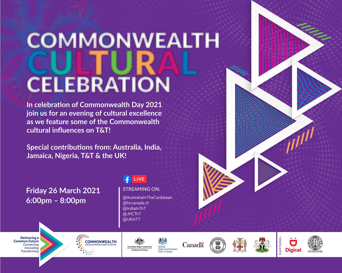 IndiainTandT's tweet photo. Join us for the virtual celebration of Commonwealth Day on Friday 26th March 2021 at 6pm. See amazing cultural performances and get a chance to win exciting giveaways! #Mgicc Trinidad #IndiaAt75 #CommonwealthCulturalCelebration @AmbArunSahu
Link: https://t.co/w1MpUGkUsC https://t.co/yJOVqHJ6FO