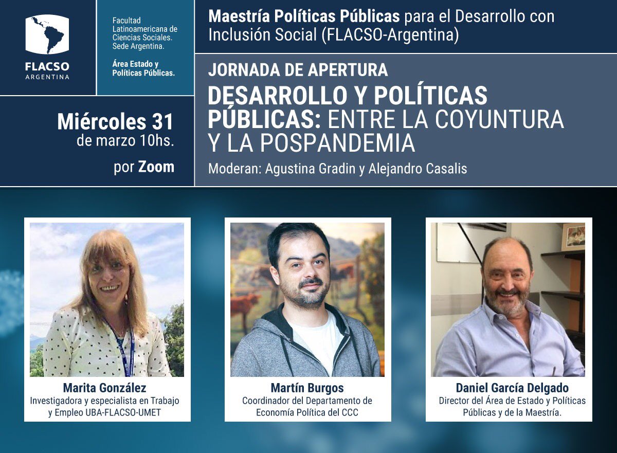 Les invitamos a la Jornada “Desarrollo y Políticas públicas: entre la coyuntura y la pospandemia” que organiza <a href="/FLACSOARGENTINA/">FLACSO Argentina</a> ! 

Enlace para acceder por ZOOM:
zoom.us/j/96336014723?…