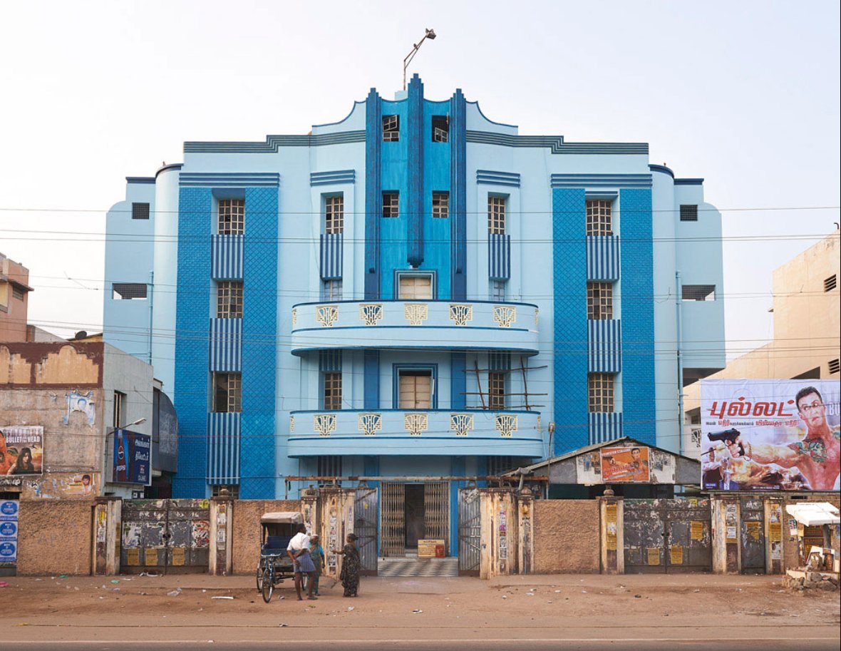 Sturgeons_Law's tweet photo. Strange, old hybrid modernist movie theaters in S. India, exteriors https://t.co/jS8eXUk11C