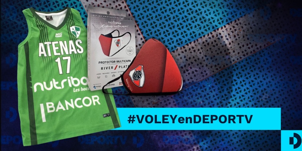 canaldeportv's tweet photo. SORTEO. Además de un partidazo, tenemos dos premios espectaculares: la camiseta de @voleyatenas y el barbijo de @RiverVoley. ¿Vos cuál querés?

Nos seguís, RT a este tuit, comentás con el HT #VOLEYenDEPORTV ¡y ya participás! 💪🏐 https://t.co/pV5MegkGhS