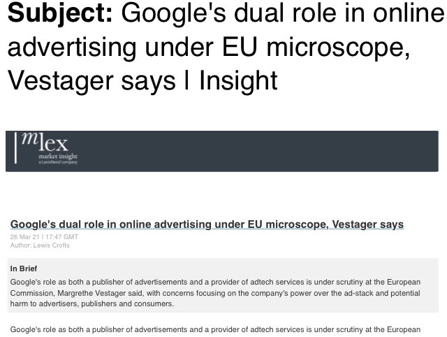 Caffar3Cristina's tweet photo. Not that @EU_Competition comes out great from these multiple admissions of enforcement failure @abaantitrust
1. “Starting” to look at #adtech YEARS after everyone else (@CMAgovUK @acccgovau @Adlc_ @TXAG). Oh there are #conflicts_of_interest! It’s all #very_complicated! https://t.co/yvZg3qeTJh