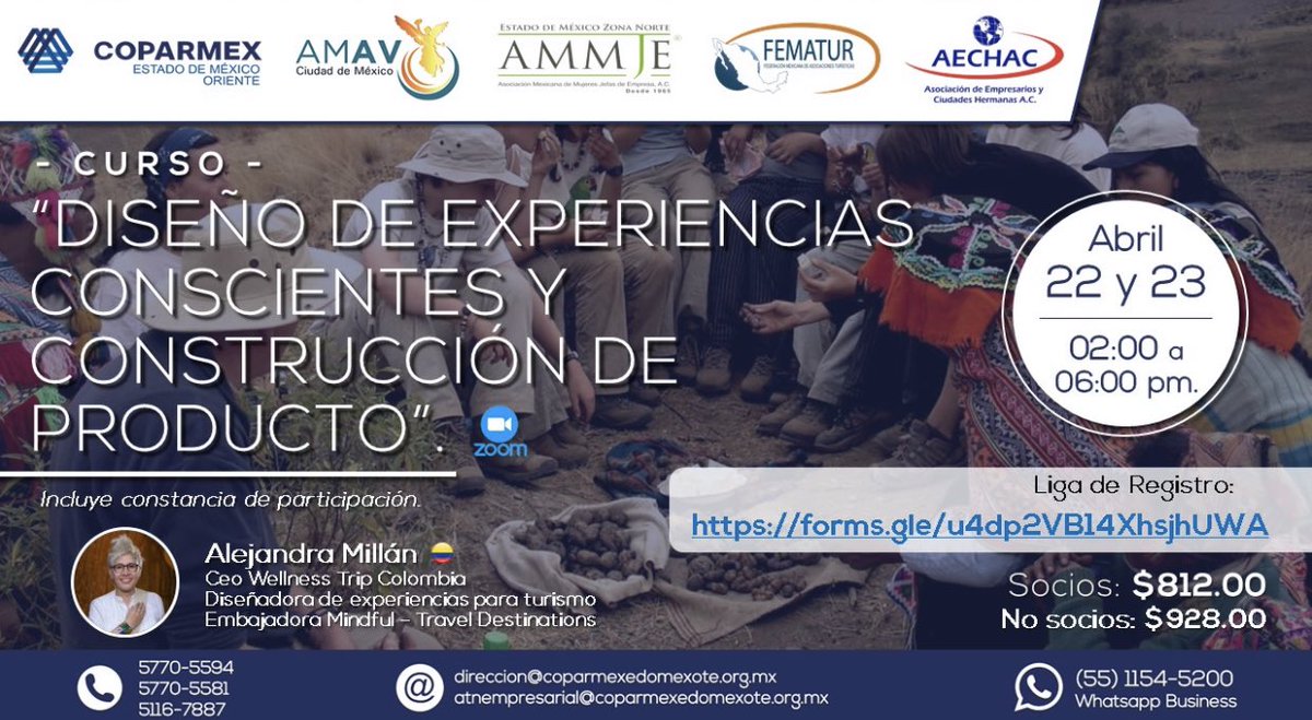 FematurOficial's tweet photo. No faltes al curso “Diseño de Experiencias conscientes y construcción de producto” impartido por @alejandramillan @colombiaturis 22-23 abril https://t.co/8DF36unTl8 @Coparmex @AECHAC @AMMJE https://t.co/oWXvC6DpMu