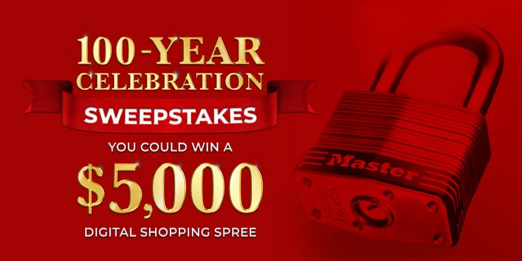 MasterLockUS's tweet photo. Last chance to lock in your quarterly entry for a chance to win a $2500 gift card! Find out next week via email if you’re our lucky quarterly winner! https://t.co/poyoMzDdpf #MasterLock #MasterLock100Years #MasterLockSweepstakes https://t.co/XuNCHvE5OH