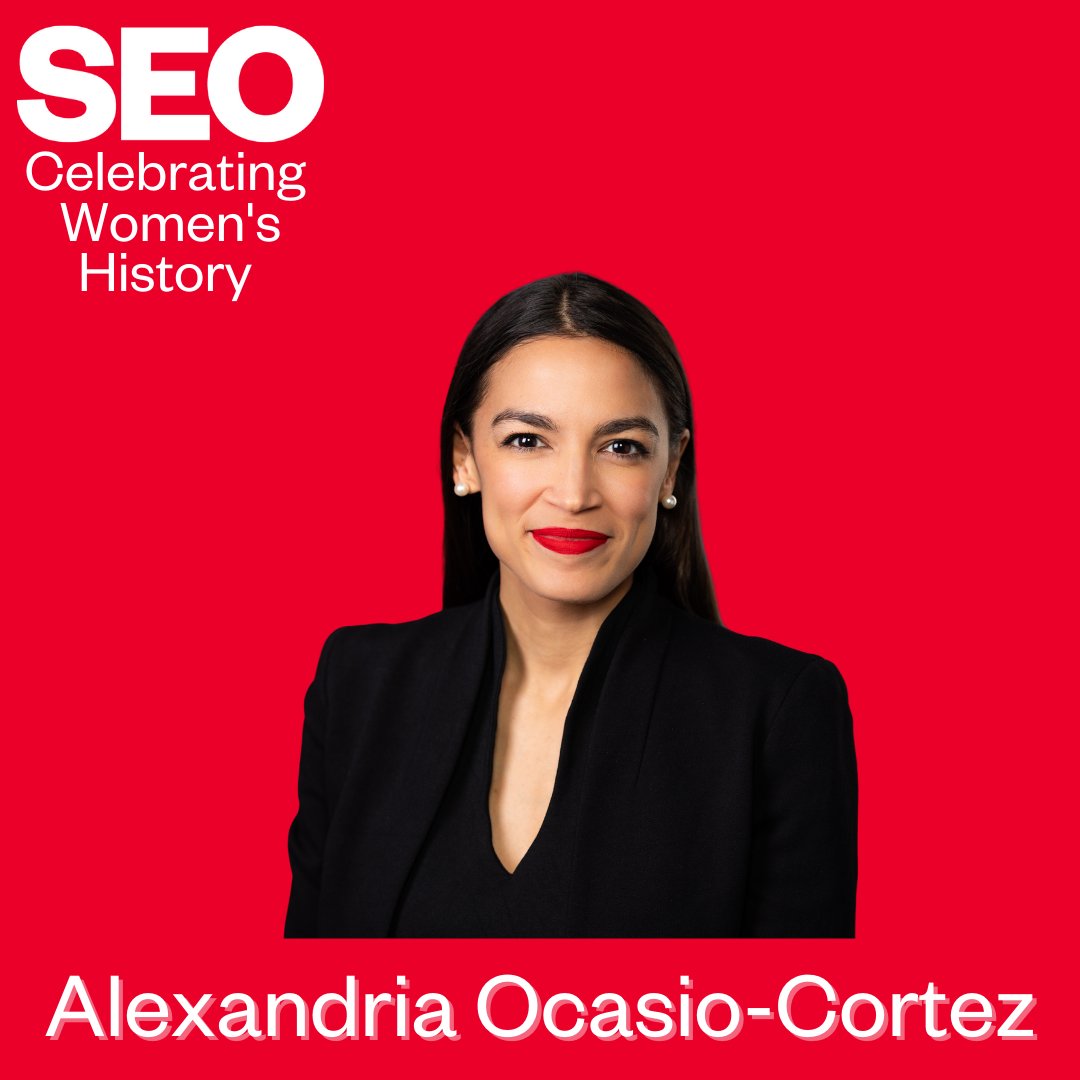 Today we’re highlighting Alexandria Ocasio-Cortez, the youngest woman to serve in US Congress, the Representative for NY's 14th congressional district; a champion for legislation benefitting workers, women, immigrants; &amp; is outspoken about the climate crisis. #WomensHistoryMonth