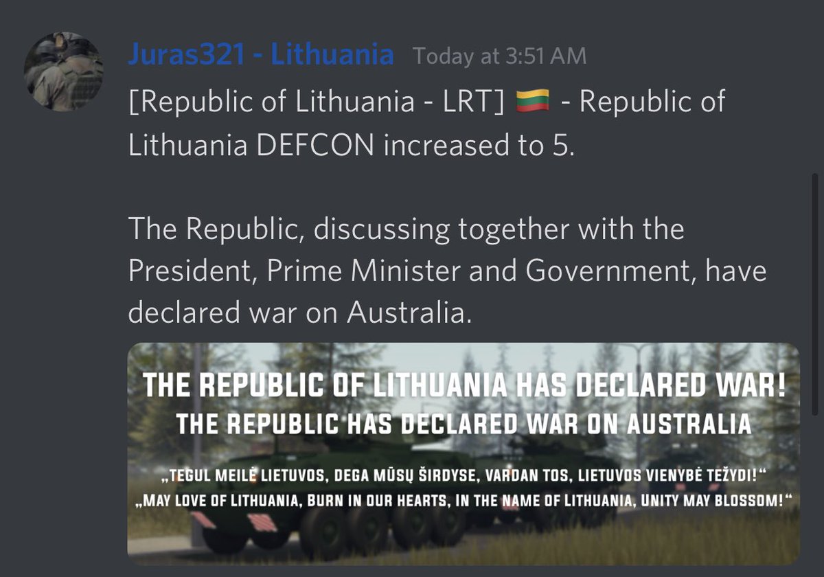 The Lithuanian government has proven once again that they’re incompetent warmongering thugs. These individuals will be dealt with swiftly, and peace will be restored to the United Nations. Their latest meme/statement only proves the stupidity of their nation. “DEFCON 5”<a href="/nusa_dos/">Department of State</a>