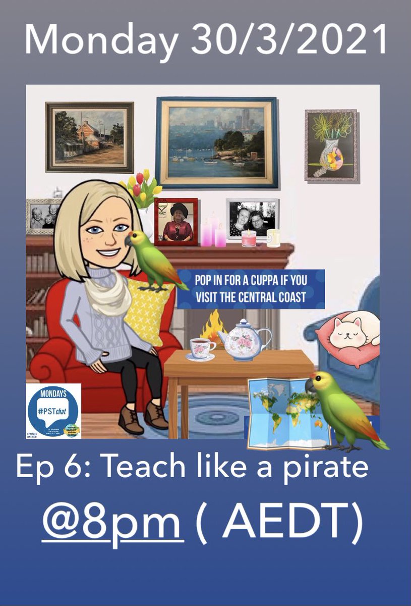 TheNewBrewAssoc's tweet photo. @PSTchat Ep 6 : 🦜🪝 Have you been taught by a pirate? @kcasw1 shares tips on Mon #TLAPdownunder A timely topic for budding pirates #conceptualplay @alanajade77 @Angie8881 @stemedmagazine @Uni_Newcastle @WomenEd_Aus @Sandnicoll @UN_Women @newteachertribe @ECTA_aus @uw_ectc https://t.co/D0nSpBpO0D