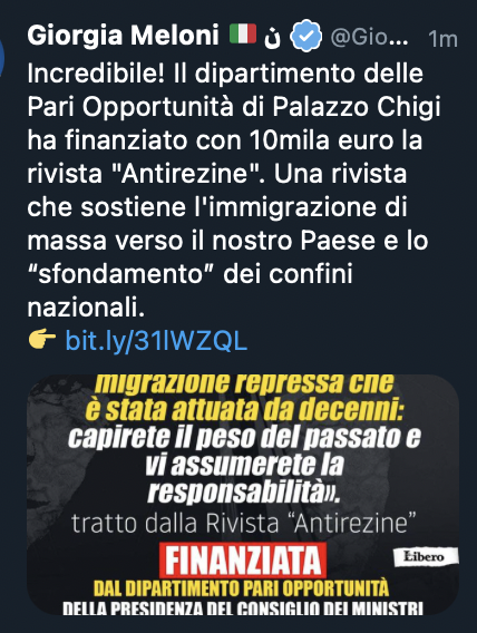 lucasofri's tweet photo. Bello che l’accusa venga da Libero, finanziato con 5.407.119,97 euro https://t.co/jmBoLGegtU
