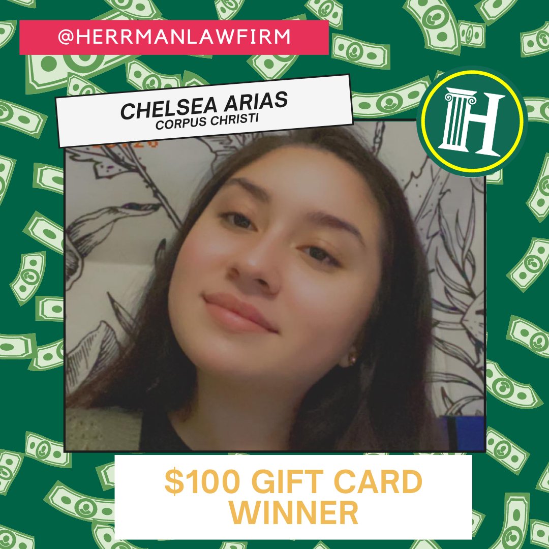 herrmanlawfirm's tweet photo. #Congratulations to our $100 Gift Card Winners!๐
โจWe pick a winner EVERY Week!โจ How lucky are you feeling?
Check out our pinned post to learn more about how you could win a $100 Giftcard! ๐จโโ๏ธ
.
.
#HerrmanLawFirm #AlwaysPuttingYouFirst #Giveaway #SouthTexas #Fun #Free #Contest https://t.co/ZmLYBGin3I