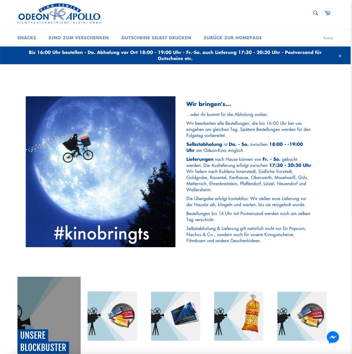 Durch eine kleine Umstellung unserer Webadressen erreicht Ihr unseren Shop derzeit nur unter apollokino-koblenz.de und könnt euch das wahrscheinlich leckerste Popcorn der Stadt nach Hause bestellen, oder Abholen kommen :-) #kinobringts #odeonapollokinokoblenz #bestepopcorn 🙃