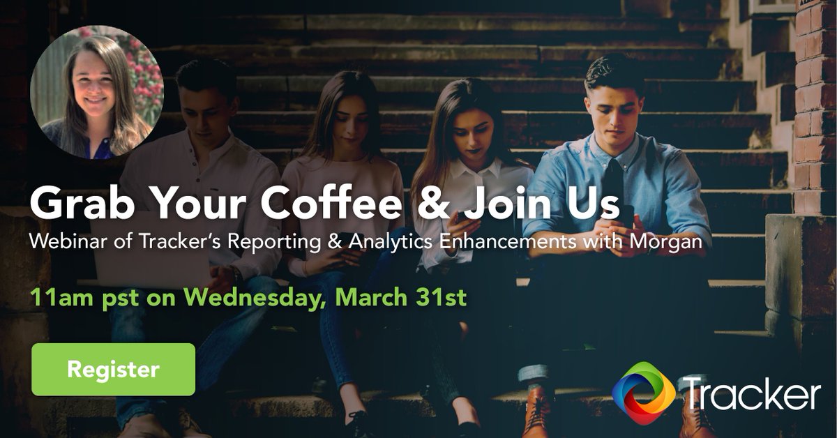 Tracker_RMS's tweet photo. Join us for our next #WebinarWednesday! Register below for a sneak peak of Tracker's #ReportingandAnalytics Enhancements with Morgan, and see how your team can #BuildBetter Insights. 🤓
https://t.co/c4Bcy3l8X9 https://t.co/wd80LBBfeH