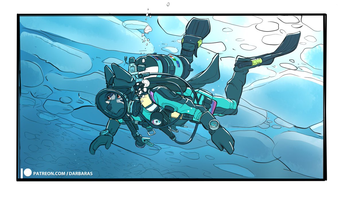 An ice dive, from the suggestion thread! ^^

Been a while since Eli put on her drysuit, she's deffo having a lush time!