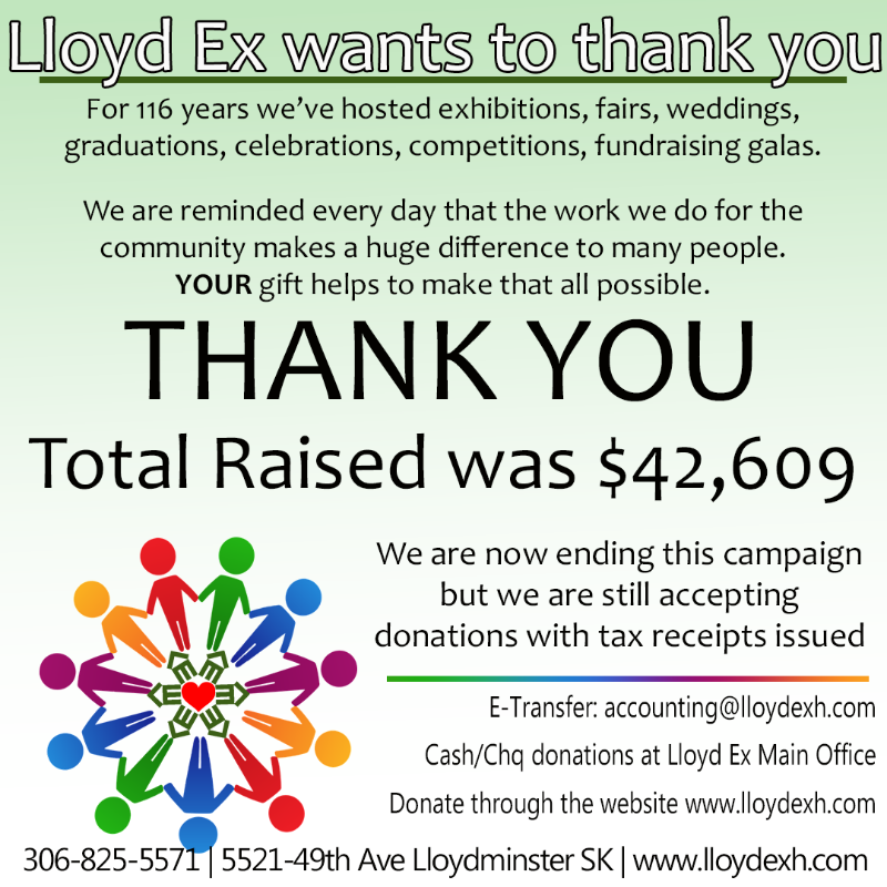 lloydexh's tweet photo. Dear Lloydminster &amp; Area

thank you..... 💚💚💚💚💚

#lloydex #yourlloydex #thinklloydfirst https://t.co/m7ZJFXbseg