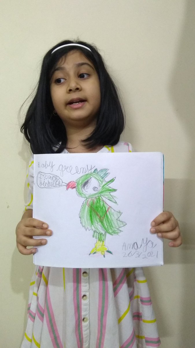 AnumehaVerma's tweet photo. Drawing after a long time. 6yo Anaya's parrot says "I ❤️ Rob Biddulph" #DrawWithRob @RobBiddulph https://t.co/Ebp0RQyBH3