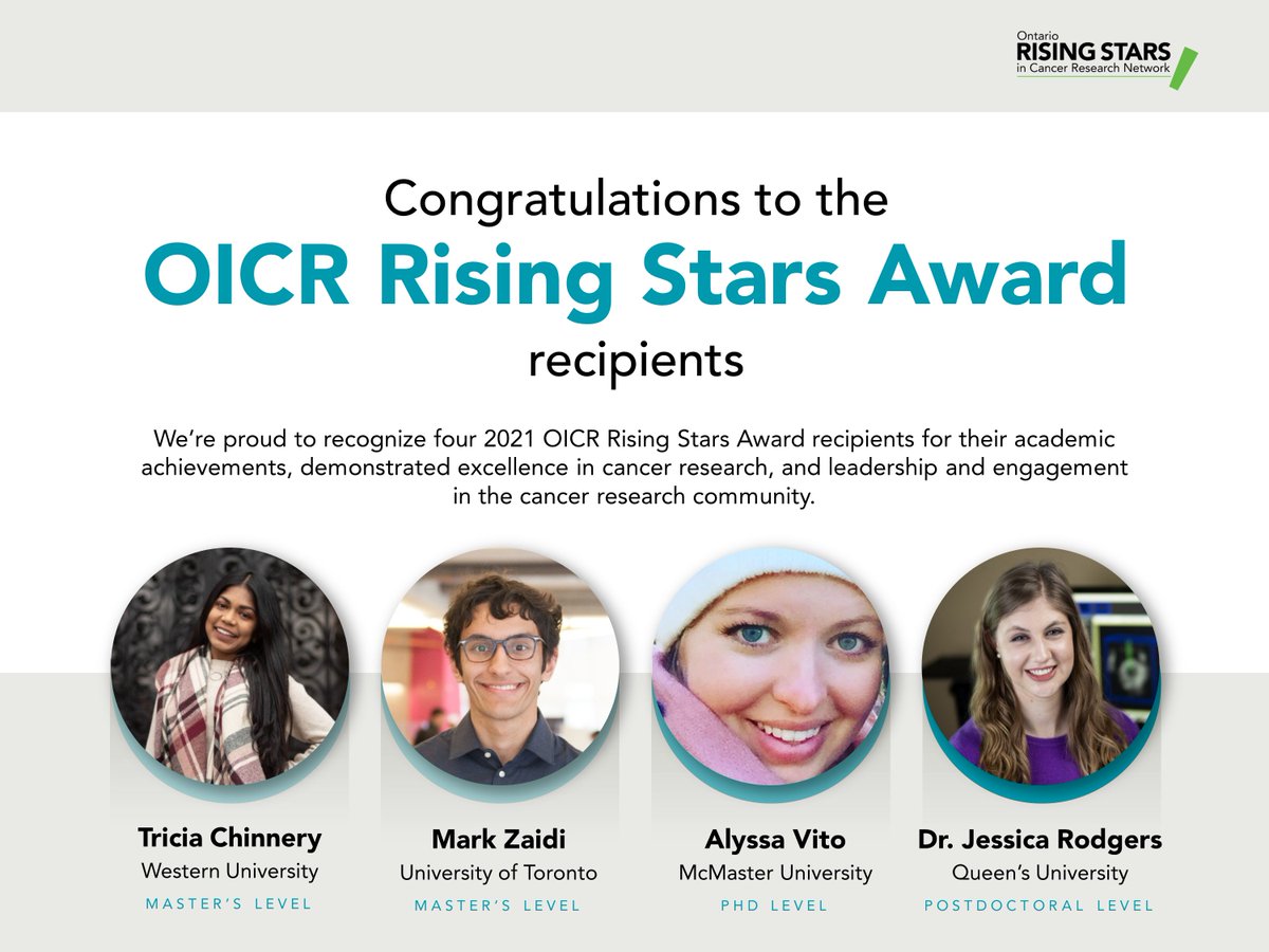 OICRRisingStars's tweet image. We’re proud to recognize four 2021 OICR Rising Stars Award recipients for their academic achievements, demonstrated excellence in cancer research, and leadership and engagement in the cancer research community 

👏👏👏