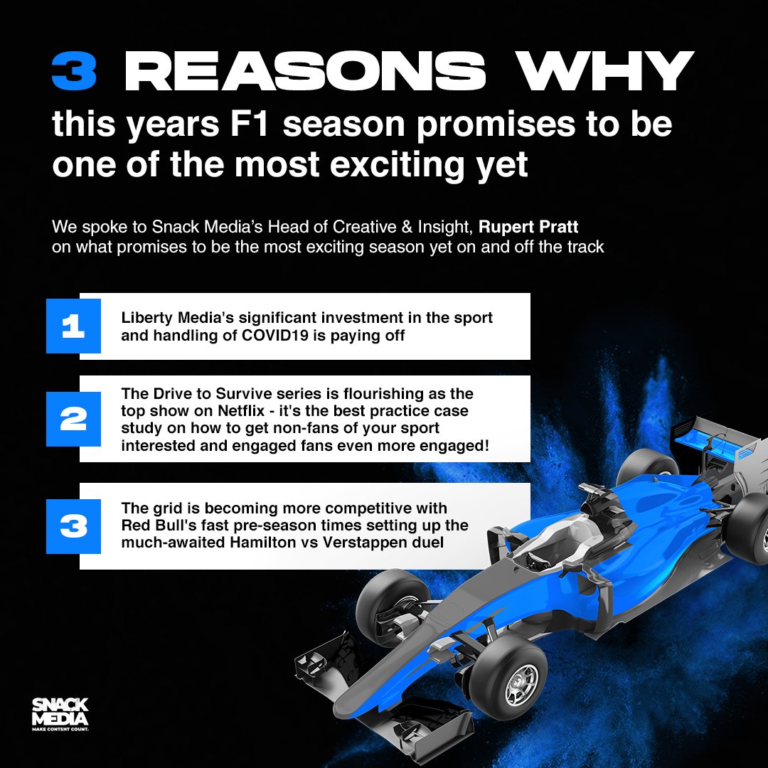 snackmedia's tweet photo. Ahead of possibly the most exciting @F1 season yet, here's why Snack Media is at the front of the grid for motorsport engagement ποΈ
#PerformancePitCrew https://t.co/6d8KwwE9yC