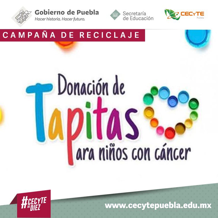 CECyTE_Chigna's tweet photo. Te invitamos a donar tus tapas de plástico para el beneficio de niños con cáncer; Ayudanos a ayudarlos. #SomosCECyTE 
#CECyTEdeDiez https://t.co/YPOL2NomGE