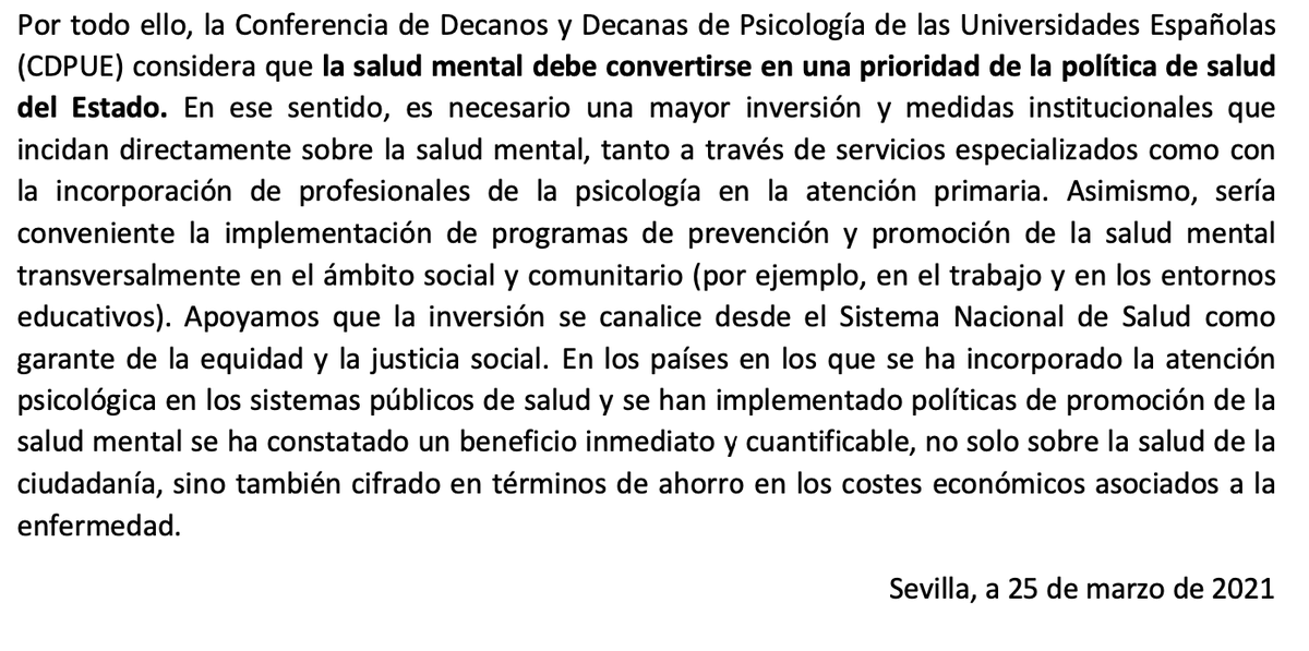 psyevol's tweet photo. Comunicado de la #CDPUE: la #SaludMental debe convertirse en una prioridad de la política de salud del Estado. https://t.co/snEUDjqKfK