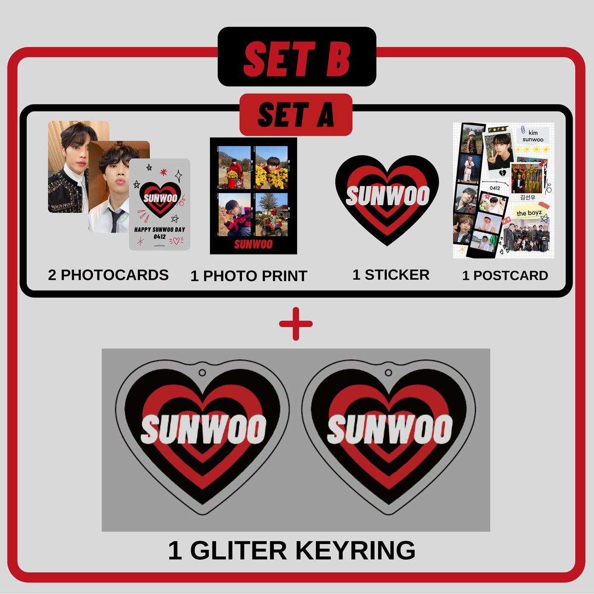 soulxstay's tweet photo. Sunwoo birthday event goodie bag

> SET A - 5€ shipped
2 selfie photocards
1 photoprint 
1 postcard 
1 vinyl sticker 

> SET B: (limited quantity) - 10€ shipped
SET A
+ 1 acrylic glitter keychain 

> part of the proceeds will be donated for Hate is a Virus

> form in bio https://t.co/FMrJ6VxByM