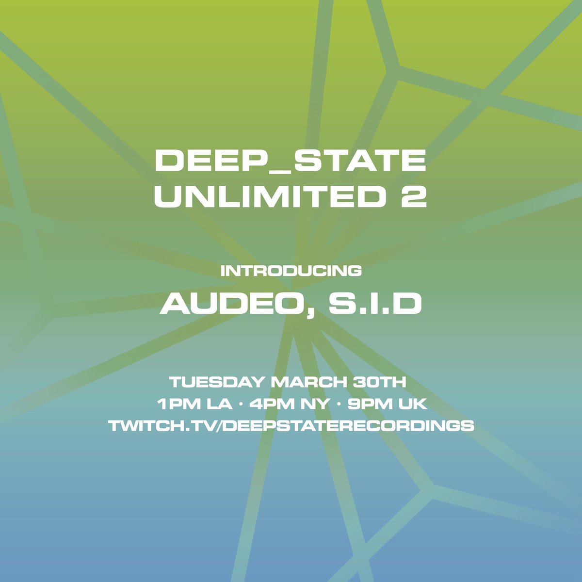 officialaudeo's tweet photo. I’ll be playing a set at Deep State’s Twitch channel on Tuesday March 30th. Join me from 9 PM UK 🔥 https://t.co/pTgQPdLLCo