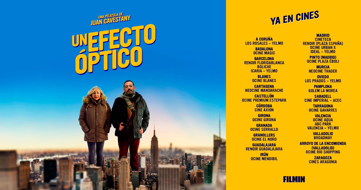 evacalleja's tweet photo. Ya estamos en salas gracias a los amigos de @Filmin ..a disfrutar de #UnEfectoÓptico !! #Cavestany #Machi @NietoPepon @EfectoUn #atopeeee https://t.co/uOTFu30jZu
