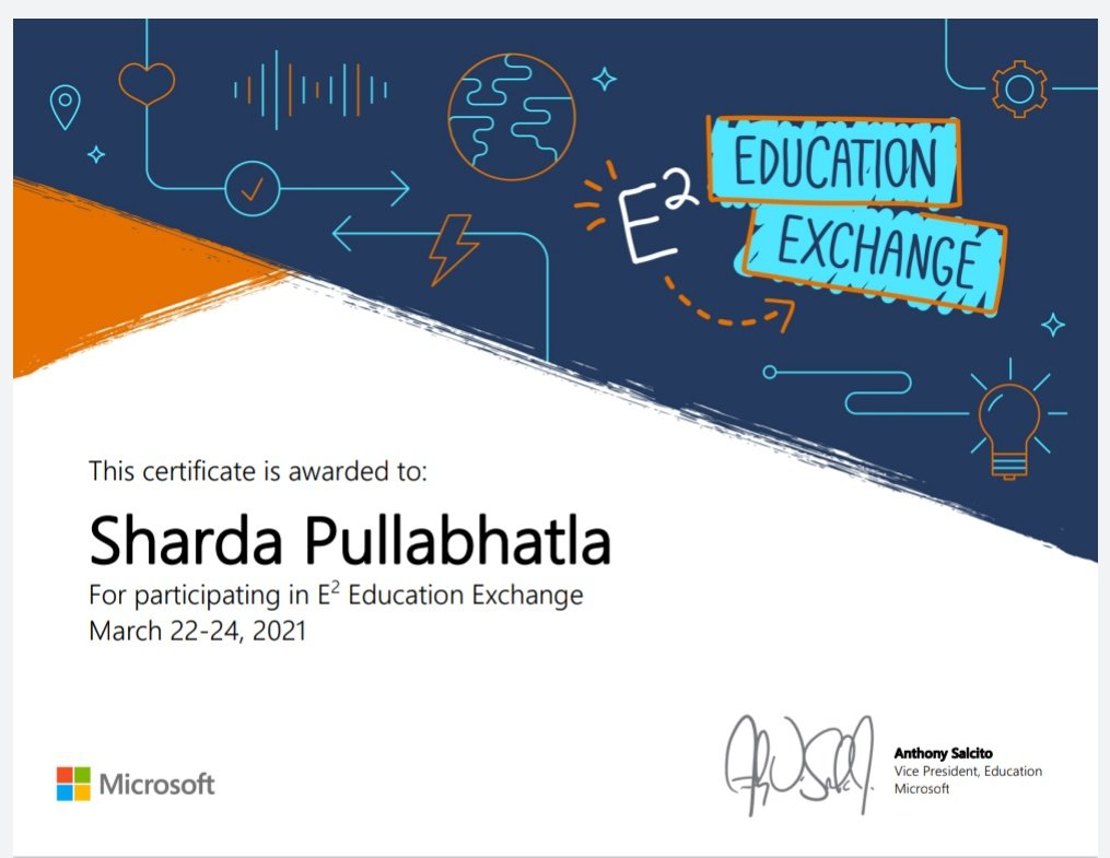 shardapullabha2's tweet photo. Thankful 👏👏 @MicrosoftEDU @MicrosoftTeams #e2everywhere #ispyE2 4 a gr8 event 🎉🎉🥳🥳learnings 📱awards🏆 appreciation🏅🎖️@pkdhillon08 @charuchhabra2 @KnpsIndia @MeenakshiUberoi @NavdeepKKular @fallencreator_ @sdelafosse @DinaMGhobashy @AnthonySalcito @tkaur2210 @Gurpreet_CS https://t.co/boLWKynG5T