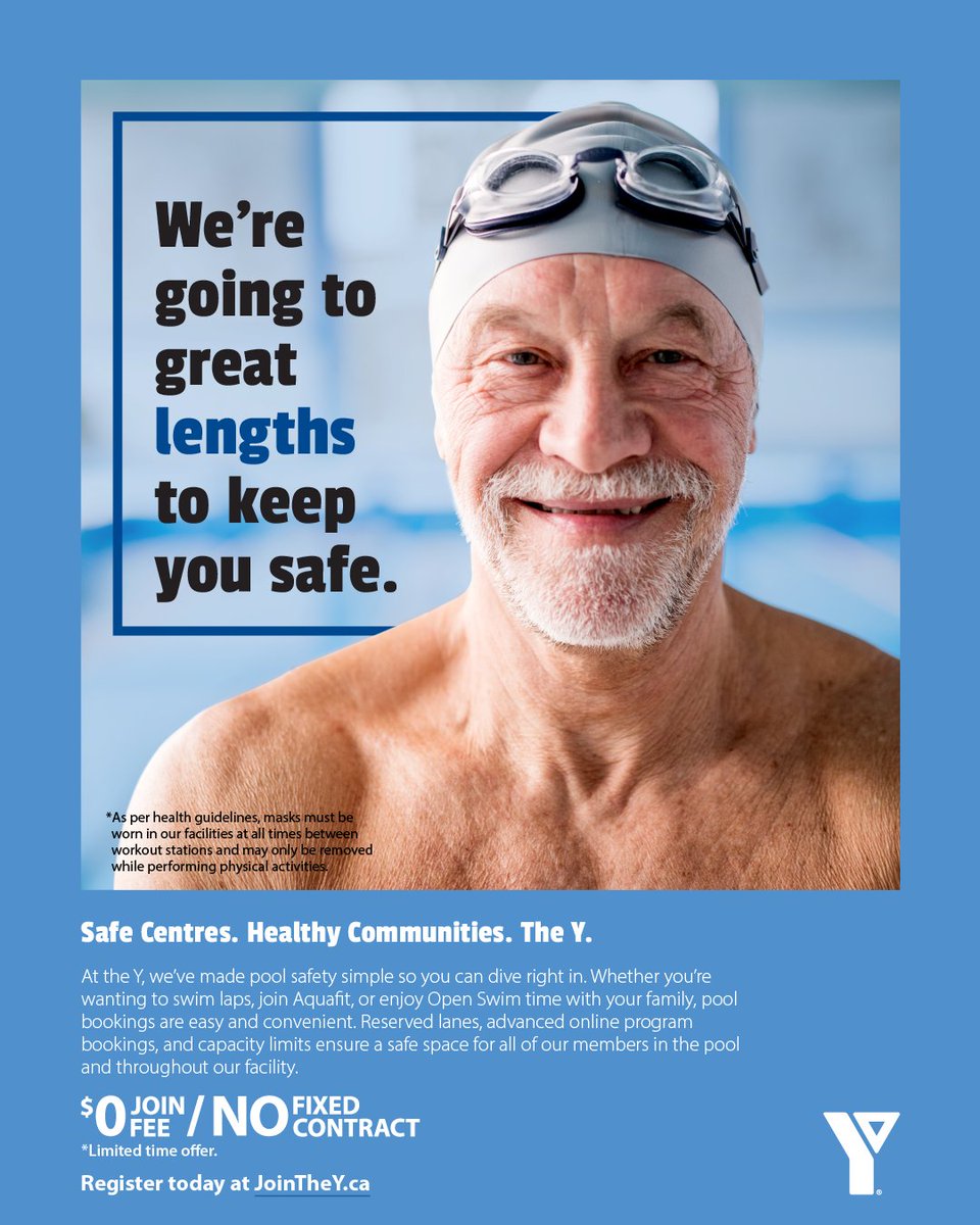 The Collingwood, Innisfil &amp; Wasaga Beach Y's are open, and we're going to great lengths to keep you safe. Whether you're wanting to swim laps, join Aquafit, or enjoy Open Swim time, pool bookings are easy &amp; convenient. 
$0 Join Fees &amp;  no fixed contract at JoinTheY.ca