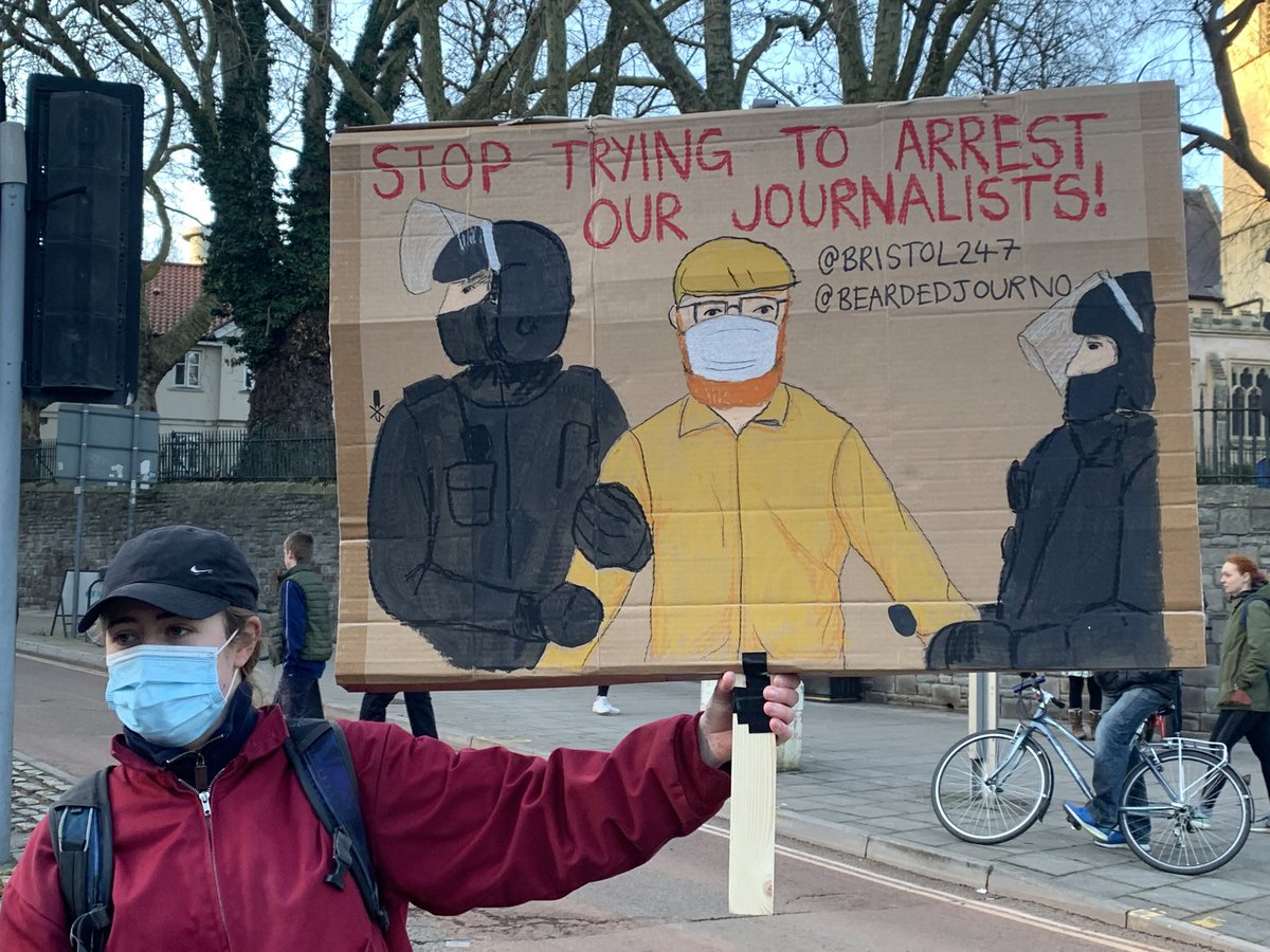 EpigramPaper's tweet photo. Show of solidarity with @beardedjourno at Bristol Protest https://t.co/npKBcZuEie