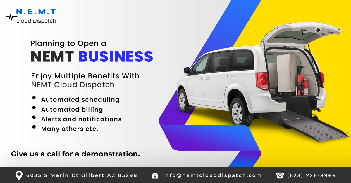 cloud_nemt's tweet image. Planning to Open NEMT Business | NEMT Cloud Dispatch 
Call Us for a Free Demo: 623-226-8966
Visit Our Website: nemtclouddispatch.com
#NEMT #clouddispatch #automatedscheduling #automatedbilling #nemtclouddispatch