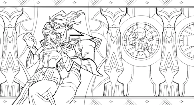 Of course the amazing @suqling did the final lineart based on the comp which I then painted. You can thank the awesome idea and execution of the final embroidery treatment to @joofoot. BG for the shot done by @trachlord 