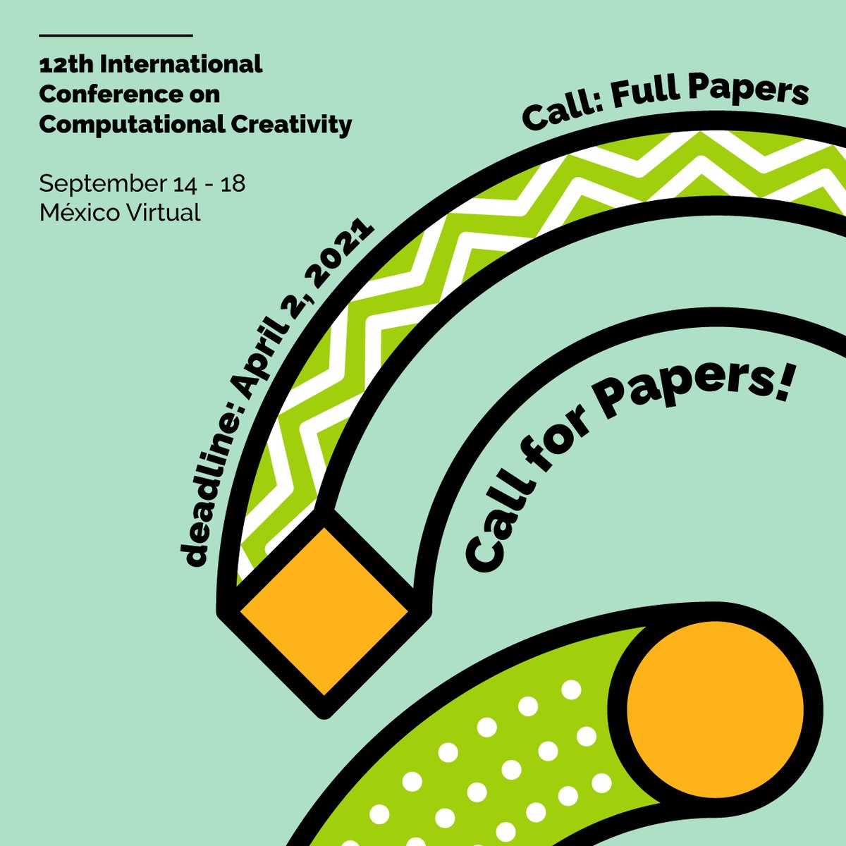 iccc_conf's tweet photo. #iccc21 Last Call for Papers! due: April 2, 2021. More info: https://t.co/t4uf7qJ5nV #computationalcreativity #computerscience #computers #creativitymatters #creativecoding #creativity https://t.co/96So4CV0YH