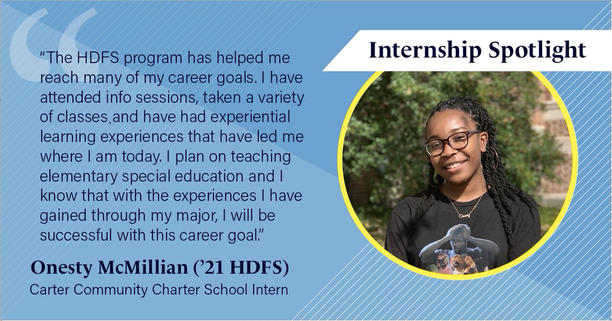 Senior <a href="/onesty15/">Onesty</a> is working toward her goal of becoming an elementary school special education teacher, and an internship with Carter Community Charter School is helping her achieve that goal. Meet Onesty ➡️ bit.ly/3u2wGvj