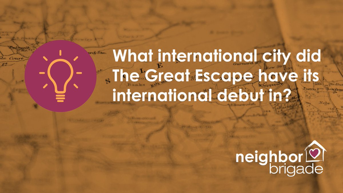 Time for a little #FridayFun trivia!  We are gearing up for our 10th anniversary celebration "The Great Spring Escape" on April 10th.  What international city did the movie, The Great Escape, have its international debut in?