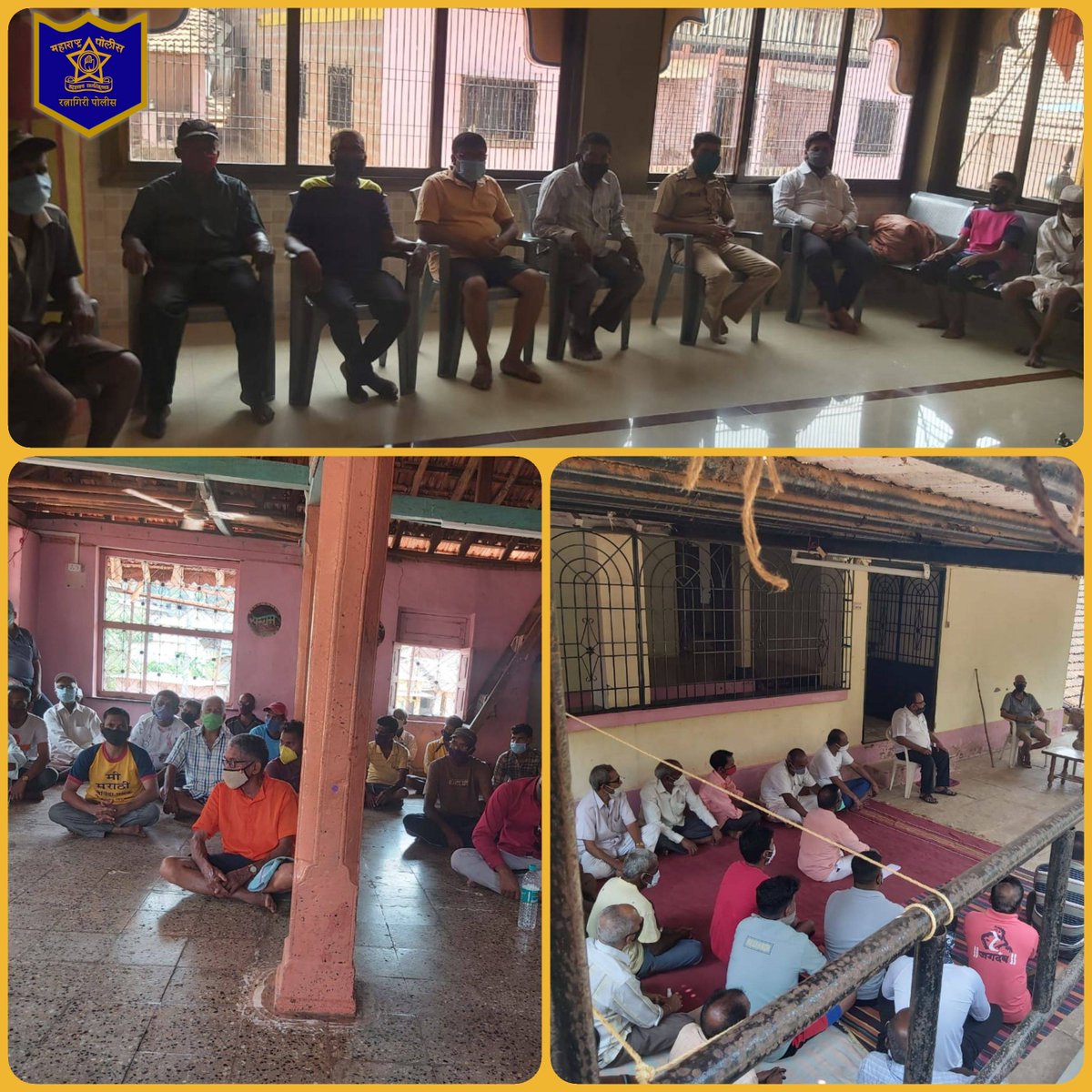 RatnagiriPolice's tweet photo. शिंमगोत्सव निमित्त मंडणगड येथील विविध गावातील पालखी मानकरी, ग्रामस्थ, पोलीस पाटील व ग्रामकृती दल सदस्यांना Corona प्रतिबंधक उपाययोजने बाबत स.पो.नि. पाटील यांनी मार्गदर्शन केले. @DGPMaharashtra #Covid19 #StaySafe #SafeShimga #Mandangad #Ratnagiri #RatnagiriPolice https://t.co/ljYPnTcRrm