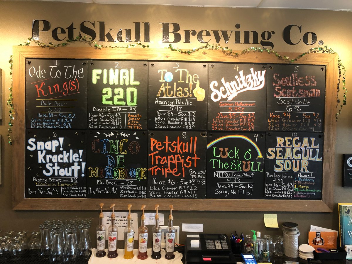 Curbside Pickup returns today!  Order at petskullbrewing.com/order

Taproom opens at 4:00 with THREE new beers 

*Snap!  Krackle!  Stout! Scotcheroo Pastry Stout
*Final 220" Double IPA with Amarillo, Simcoe, Citra, and Mosaic hops
*PetSkull Trappist Tripel" Belgian Tripel