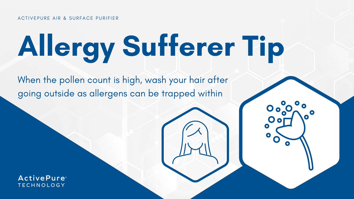 Did you know #allergens can get trapped in your hair after going outside? If you're an #AllergySufferer, wash your hair to remove the triggers when you return home. #ActivePure can also help bit.ly/39511Sd #AllergyTips #CleanAir #BreatheBetter #CleanIndoorAir #SpringTime