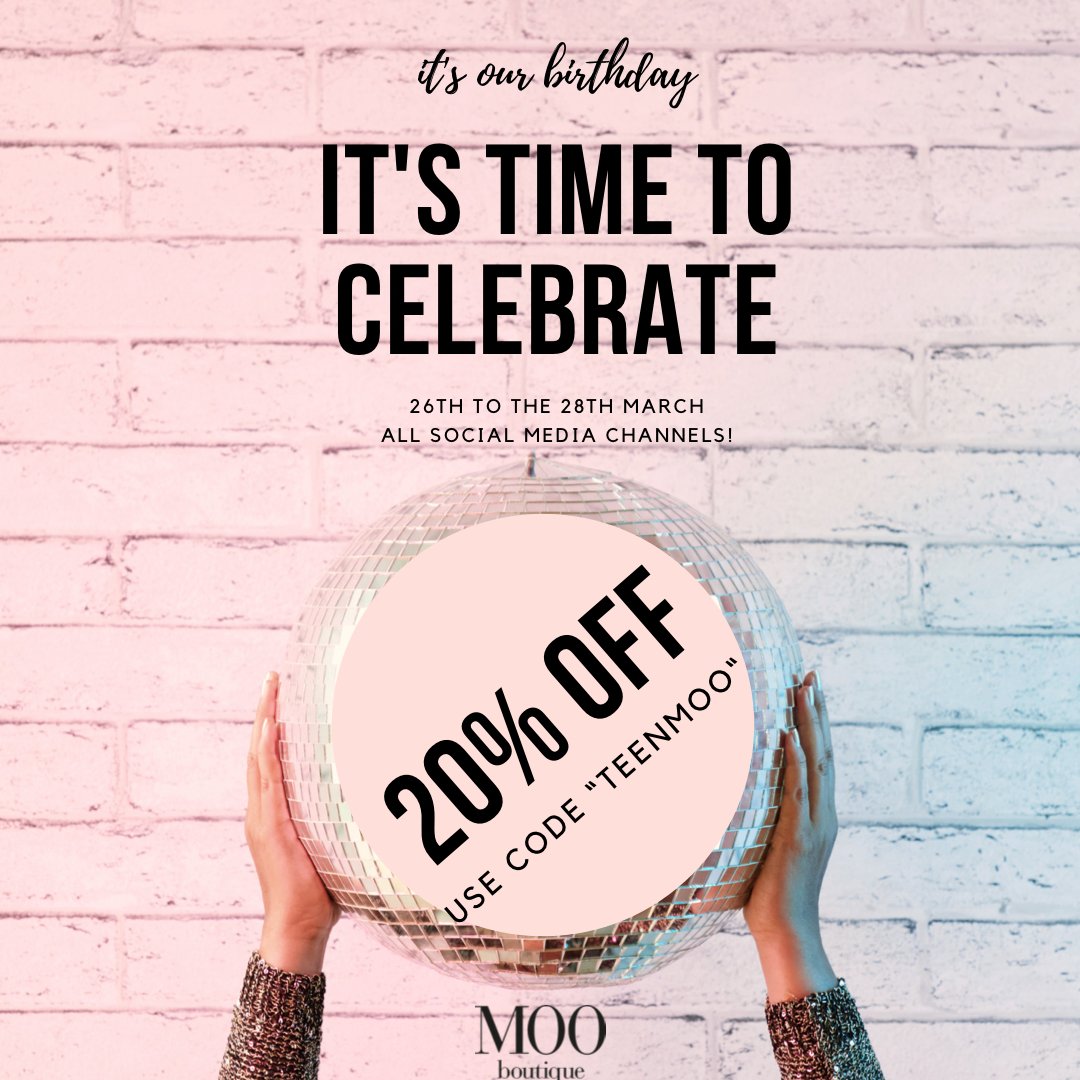 MOO 13th BIRTHDAY BONANZA WEEKEND - 20% OFF EVERYTHING use TEENMOO at check out. - mailchi.mp/moo-boutique.c…