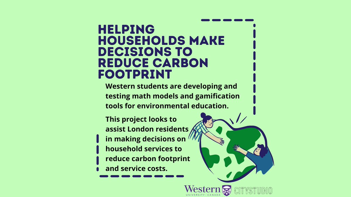 CityStudioLdn's tweet photo. This semester, @westernuniversity students are developing new gamification tools for assisting the #ldnont community in making household service decisions to reduce carbon footprint and service costs. To learn more about this project, register at https://t.co/RNfaKcwulX! https://t.co/tCw7P8M0o0