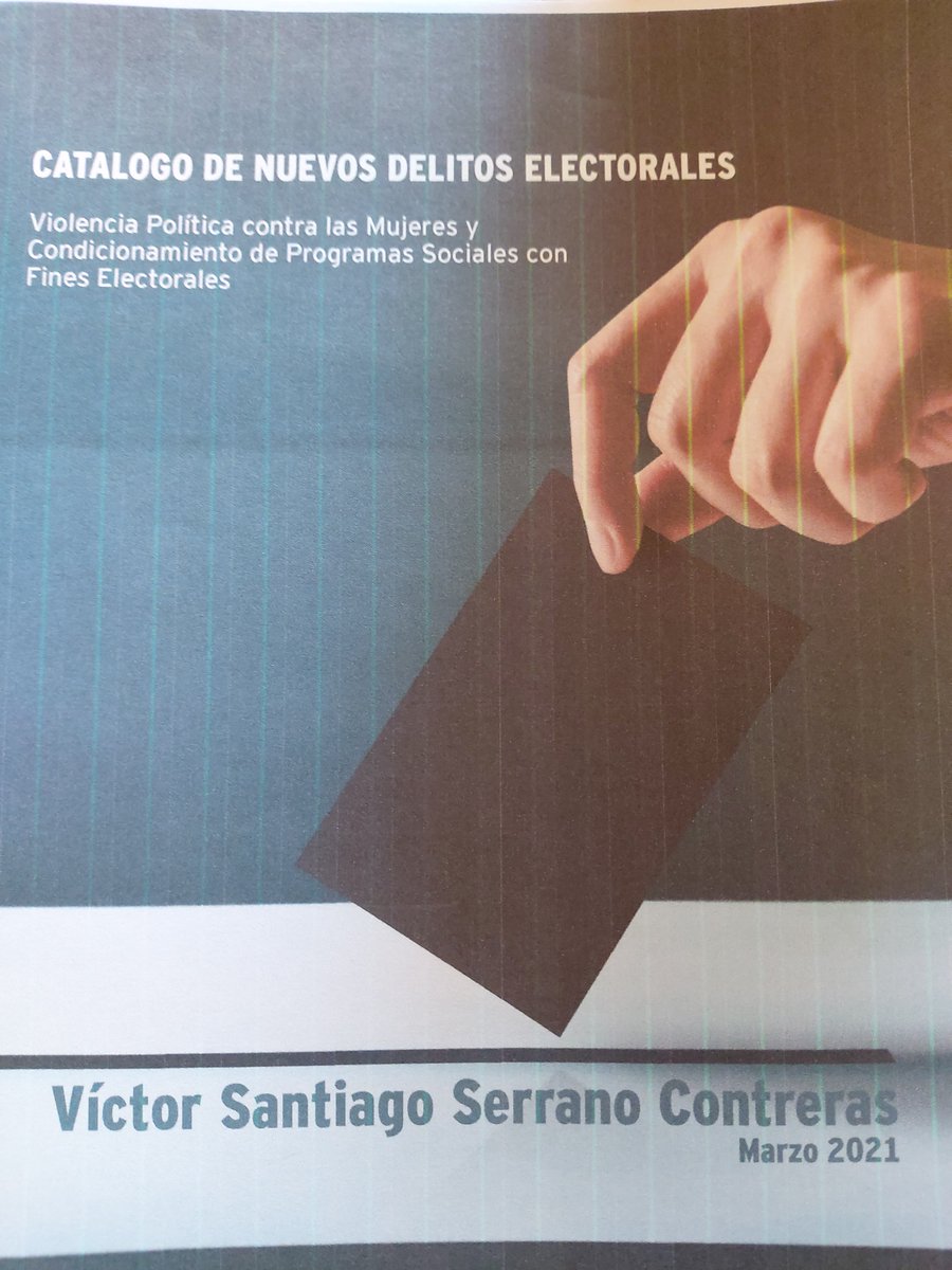 FirmaTorres's tweet photo. Quiero darle las gracias a mi amigo Eduardo Ramos y a la Editorial 95 Editores por apoyarme en la publicación del CATALOGO DE NUEVOS DELITOS ELECTORALES, sobre la VIOLENCIA POLÍTICA EN CONTRA DE LAS MUJERES Y CONDICIONAMIENTO DE PROGRAMAS SOCIALES CON FINES ELECTORALES. https://t.co/XlhmXfUMBT