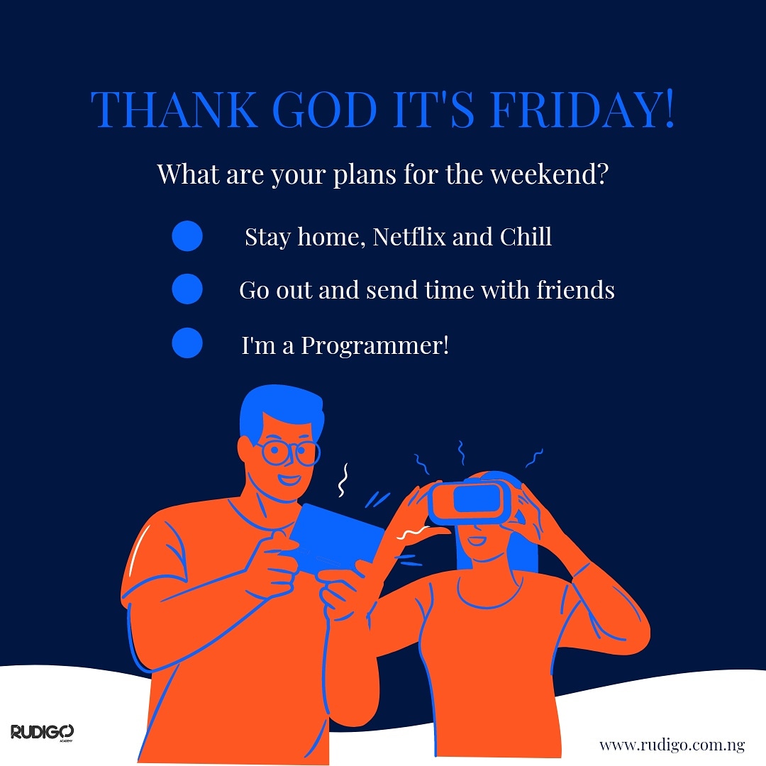 ThisIsRudigo's tweet image. It&apos;s time for the weekend.
What category do you fall under?🧐
#codeworkscodersrock 

#datascience #webdevelopment #webdesign #productdesign #uidesign #coding #coder #portharcourt #lagostechhubs #abuja #javascripts #javascriptdeveloper #python #nodejs #java #programmingmemes